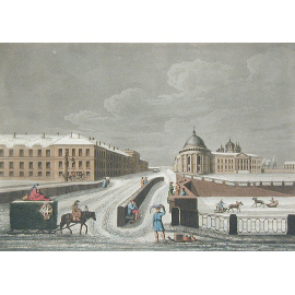 View of the Canal of Fontanka and the barracks at St.-Petersburgh . Гравюра. Лондон, 30-е гг. ХХ века