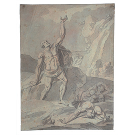 Самсон побивает филистимлян ослиной челюстью. Рисунок (конец XVIII века), Западная Европа (?)