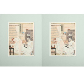 Медицина Гиппократа (Медицинская эротика). Набор из 2 цветных литографий. Франция, 1932 год