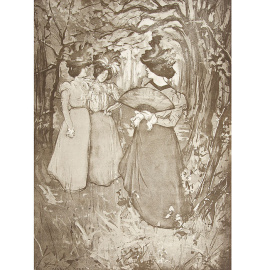 Осенний менуэт. Хромолитография. Из журнала "L'Estampe moderne". Франция, 1898 год