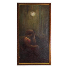 Картина "Пара в кафе". Холст, масло. Западная Европа, начало XX века