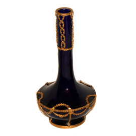 Парные вазы. Кобальтовое стекло, золочение. Западная Европа, начало 20 века