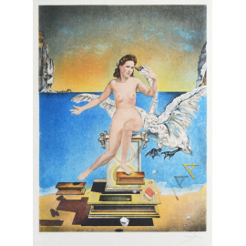 Атомная Леда (Leda atomica). Сальвадор Дали.  Цветная авторская литография. Западная Европа, вторая половина XX века