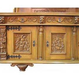 Антикварный прилавок в голландском стиле. Массив дуба, резьба, столярная работа. Голландия, начало XX века