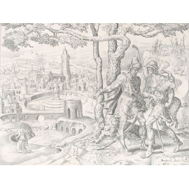 Иуда посылает козленка в качестве залога. Иллюстрация из Библии Пискатора. Офорт, резец. Нидерланды, середина XVII века