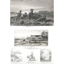 Константин Савицкий. Пять офортов на одном листе. Офорт, акватинта. Российская Империя, 1870-е гг.