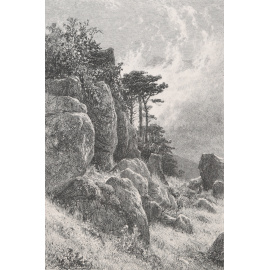 "Крымский вид", И. И. Шишкин. Офорт. Российская Империя, 1882 год