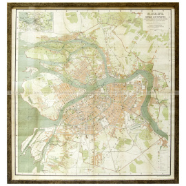 План города С. Петербурга 1902 года. Размер карты 82х73 см.
