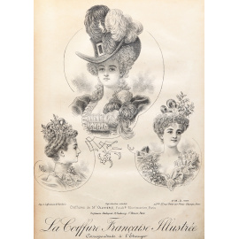 Модные прически 1888 - 1900 гг. Альбом с гравюрами (19 листов)