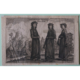 Европейский гравер XVIII века. Три вымышленных женских костюма населения русской Тартарии.