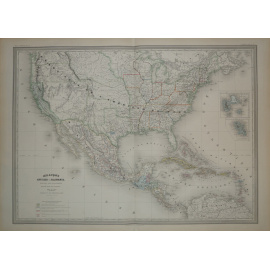 Карта Центральной Америки и США: Мексика, Карибские острова и Калифорния / Mexique Antilles et Californie