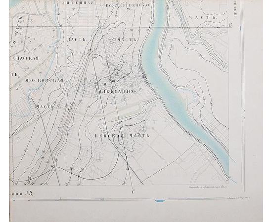 План С.Петербурга с показанием уровня почвы, почвенной воды и линии наводнения бывшего 7 ноября 1824 года