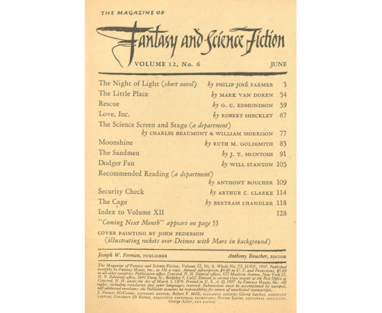 Журнал фантастики "The Magazine of Fantasy and Science Fiction", июнь 1957, США