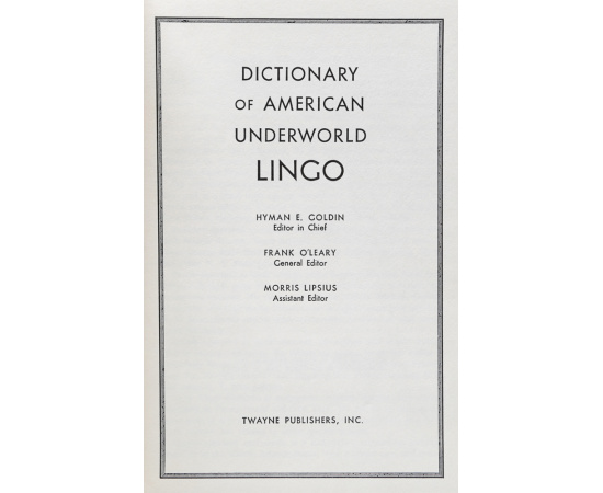 Dictionary of American Underworld Lingo книга
