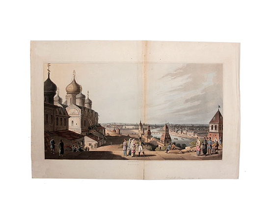 Покровская набережная в Москве (акватинта, Западная Европа, 1814 год)