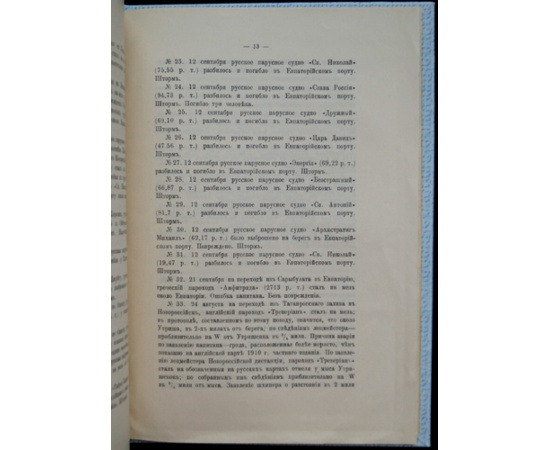 Сведения о крушениях судов в морях Российской Империи в 1913 году.