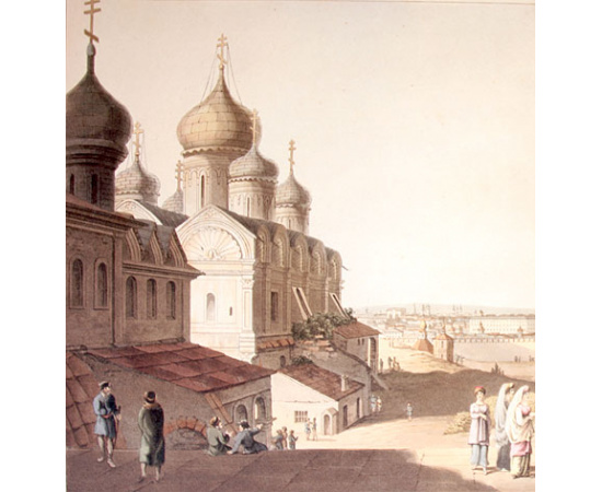 Покровская набережная в Москве (акватинта, Западная Европа, 1814 год)