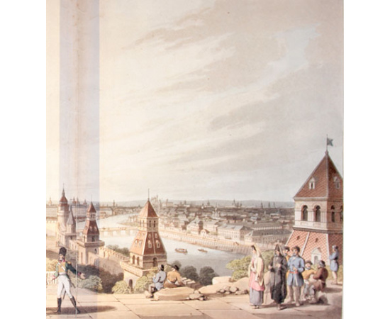 Покровская набережная в Москве (акватинта, Западная Европа, 1814 год)