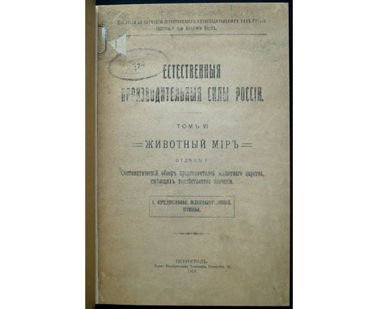 Естественные производительные силы России. Животный мир: Полный комплект пяти выпусков: Позвоночные.  Рыбы.  Крупный рогатый скот.  Рыбов