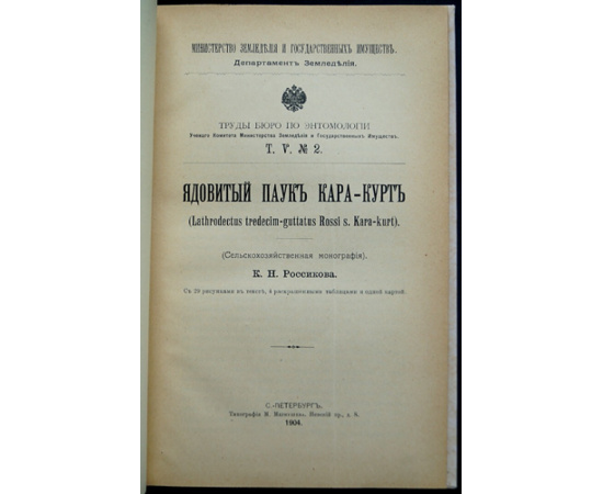 Россиков К.Н. Ядовитый паук Кара-курт.