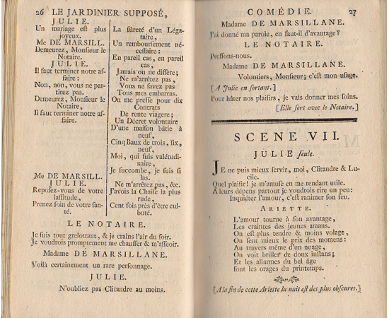 L'amant deguise, ou le Jardinier suppose. La rosiere de Salenci. Le tableau parlant. Либретто