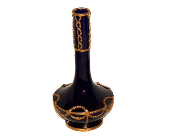 Парные вазы. Кобальтовое стекло, золочение. Западная Европа, начало 20 века