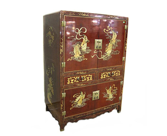 Изящный лакированный шкаф в восточном стиле. Дерево, лак, роспись, столярная работа. Голландия, первая половина XX века