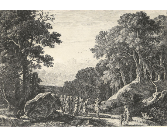 "Диана и Адонис", Герман ван Сваневельт. Офорт. Западная Европа, 1654 год