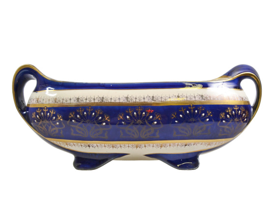 Гарнитур каминный Luneville в стиле модерн. 3 вазы. Фаянс, роспись, позолота. Франция, 1890-1900 гг.