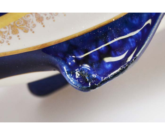 Гарнитур каминный Luneville в стиле модерн. 3 вазы. Фаянс, роспись, позолота. Франция, 1890-1900 гг.