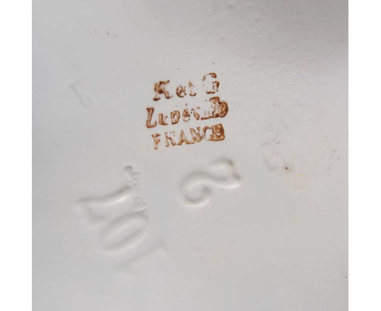 Гарнитур каминный Luneville в стиле модерн. 3 вазы. Фаянс, роспись, позолота. Франция, 1890-1900 гг.