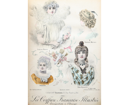 Модные прически 1888 - 1900 гг. Альбом с гравюрами (19 листов)