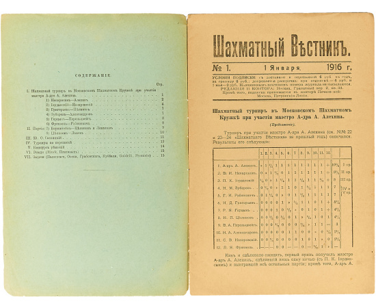 Журнал "Шахматный Вестник" за 1916 год (комплект из 12 журналов)