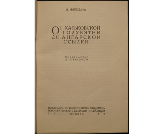 Фишелев М. От харьковской голубятни до ангарской ссылки.
