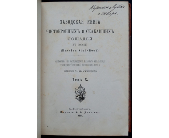 Заводская книга чистокровных и скакавших лошадей в России. Том Х