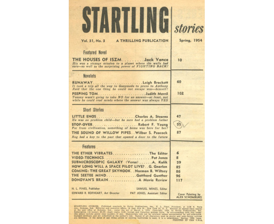 Журнал фантастики "Startling Stories", весна 1954, США